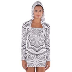 Mandala Pattern Floral Long Sleeve Hooded T-shirt by Celenk