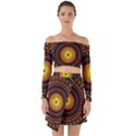 Mandala Psychedelic Neon Off Shoulder Top with Skirt Set View1