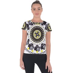 Mandala Geometric Design Pattern Short Sleeve Sports Top  by Celenk