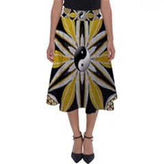 Mandala Yin Yang Live Flower Perfect Length Midi Skirt