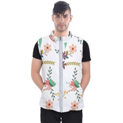 Floral Backdrop Pattern Flower Men s Puffer Vest