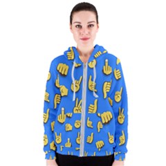 Emojis Hands Fingers Background Women s Zipper Hoodie by Celenk