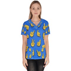 Emojis Hands Fingers Background Scrub Top