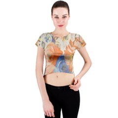 Texture Fabric Textile Detail Crew Neck Crop Top by Celenk