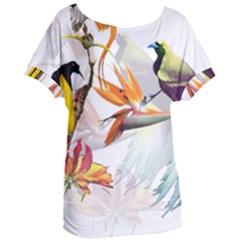 Exotic Birds Of Paradise And Flowers Watercolor Women s Oversized Tee by TKKdesignsCo