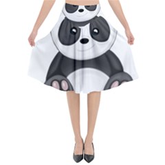 Cute Panda Flared Midi Skirt by Valentinaart