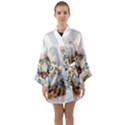 Cat Animal Art Abstract Watercolor Long Sleeve Kimono Robe View1