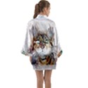 Cat Animal Art Abstract Watercolor Long Sleeve Kimono Robe View2