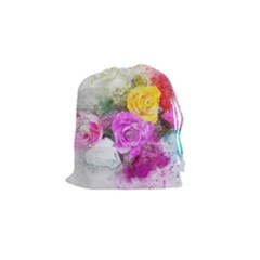 Flowers Bouquet Art Abstract Drawstring Pouches (small)  by Celenk