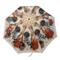 Dog Basset Pet Art Abstract Folding Umbrellas by Celenk