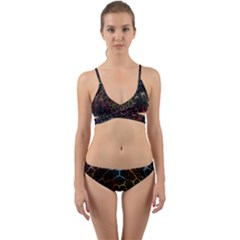 Background Grid Art Abstract Wrap Around Bikini Set