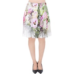 Flowers Bouquet Art Abstract Velvet High Waist Skirt by Celenk