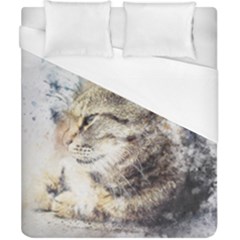 Cat Animal Art Abstract Watercolor Duvet Cover (california King Size) by Celenk