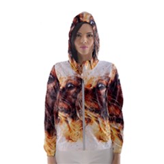 Dog Animal Pet Art Abstract Hooded Wind Breaker (women) by Celenk