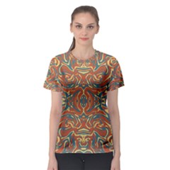 Multicolored Abstract Ornate Pattern Women s Sport Mesh Tee