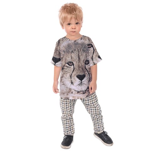 Leopard Art Abstract Vintage Baby Kids Raglan Tee by Celenk