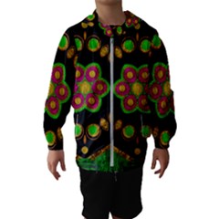 Magic Of Life A Orchid Mandala So Bright Hooded Wind Breaker (kids) by pepitasart