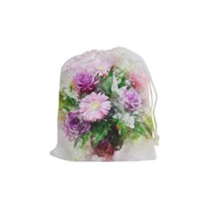 Flowers Roses Bouquet Art Nature Drawstring Pouches (medium)  by Celenk