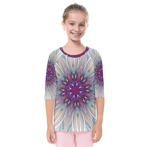 Mandala Kaleidoscope Ornament Kids  Quarter Sleeve Raglan Tee by Celenk