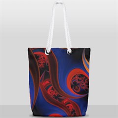 Fractal Abstract Pattern Circles Full Print Rope Handle Tote (small) by Celenk