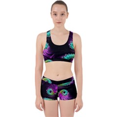 Fractals Spirals Black Colorful Work It Out Sports Bra Set