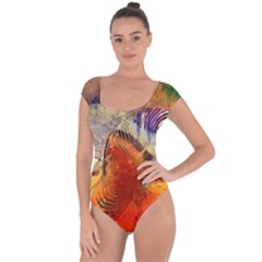 Dirty Dirt Image Spiral Wave Short Sleeve Leotard  by Celenk