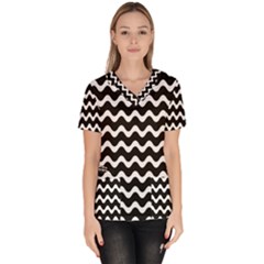 Wave Pattern Wavy Halftone Scrub Top by Celenk