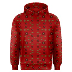 Brown Circle Pattern On Red Men s Overhead Hoodie by BrightVibesDesign