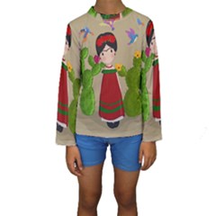 Frida Kahlo Doll Kids  Long Sleeve Swimwear by Valentinaart