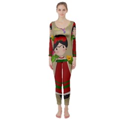 Frida Kahlo Doll Long Sleeve Catsuit by Valentinaart