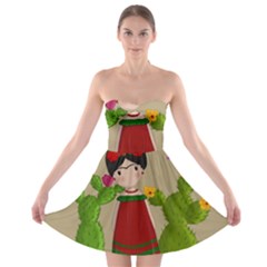 Frida Kahlo Doll Strapless Bra Top Dress by Valentinaart