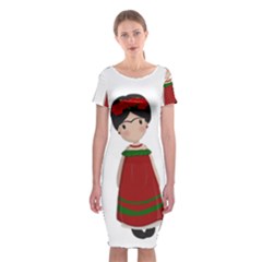 Frida Kahlo Doll Classic Short Sleeve Midi Dress by Valentinaart