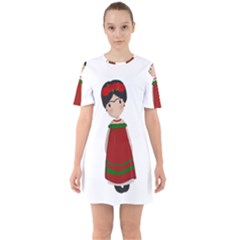 Frida Kahlo Doll Sixties Short Sleeve Mini Dress by Valentinaart