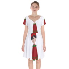 Frida Kahlo Doll Short Sleeve Bardot Dress by Valentinaart