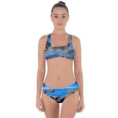 Shoreline Sea Coast Beach Ocean Criss Cross Bikini Set by Celenk