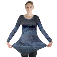 Landscape Night Lunar Sky Scene Long Sleeve Tunic 