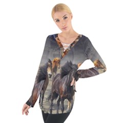 Horses Stampede Nature Running Tie Up Tee