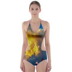 Mountains Clouds Landscape Scenic Cut-out One Piece Swimsuit by Celenk