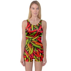 Chilli Pepper Spicy Hot Red Spice One Piece Boyleg Swimsuit by Celenk