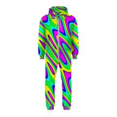 Lilac Yellow Wave Abstract Pattern Hooded Jumpsuit (kids)