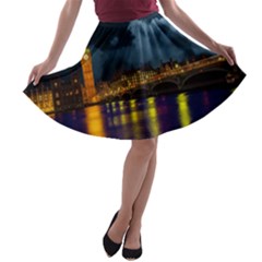 London Skyline England Landmark A-line Skater Skirt by Celenk