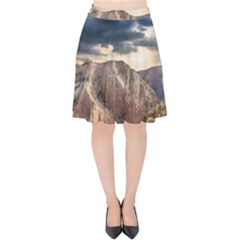 Nature Landscape Clouds Sky Rocks Velvet High Waist Skirt