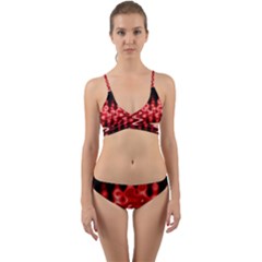 Red And Black Wave Pattern Wrap Around Bikini Set by Celenk