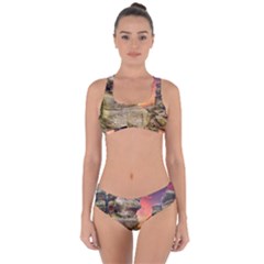 Rocks Landscape Sky Sunset Nature Criss Cross Bikini Set by Celenk