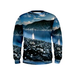 Shore Mountain Water Landscape Kids  Sweatshirt by Celenk