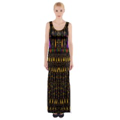 Hot As Candles And Fireworks In Warm Flames Maxi Thigh Split Dress by pepitasart