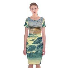 Coastline Sea Nature Sky Landscape Classic Short Sleeve Midi Dress by Celenk