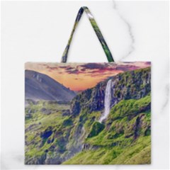 Waterfall Landscape Nature Scenic Zipper Large Tote Bag by Celenk