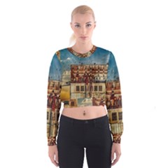 Ruin Abandoned Building Urban Cropped Sweatshirt by Celenk