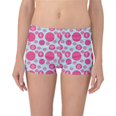 Blue Retro Dots Boyleg Bikini Bottoms by snowwhitegirl